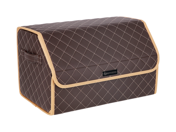 Органайзер в багажник авто Autobag, коричневий з бежевою строчкою та окантовкою, 50x30x30 см 20-50 фото